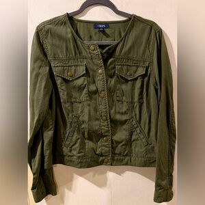 Chaps Army Green Crop Jacket Size-large
